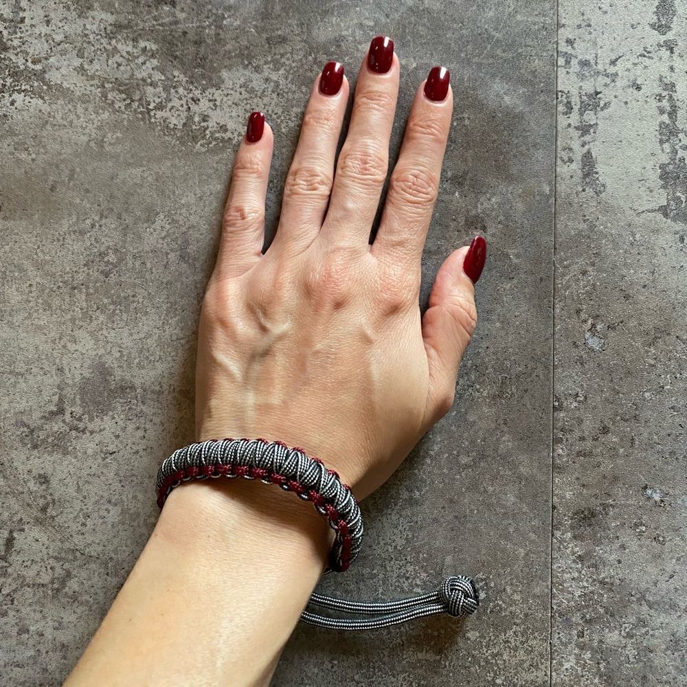 Paracord Bracelet NEW Unisex Maroon Silver Black Handmade USA
